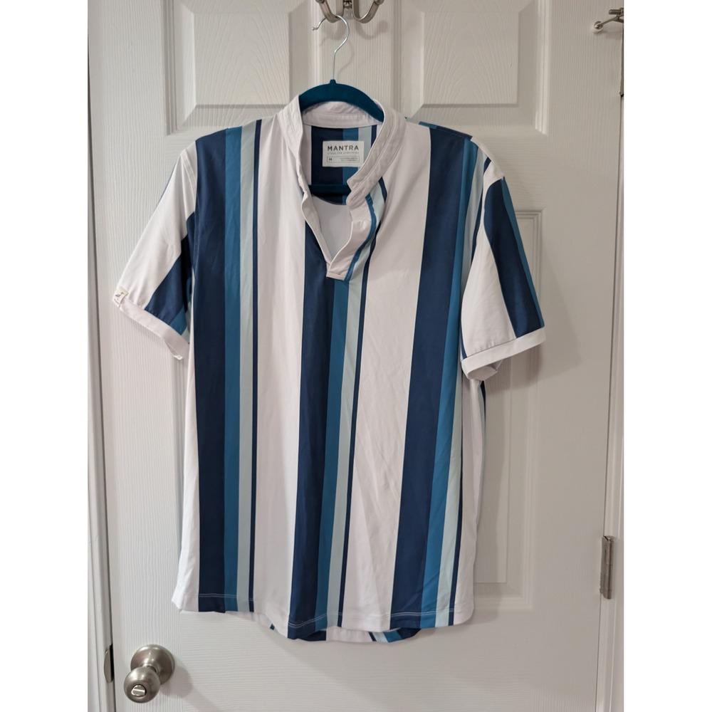 Mantra Golf, Mens M, Catalyst Polo, Mantra Collar, Blue Stripe, Performance